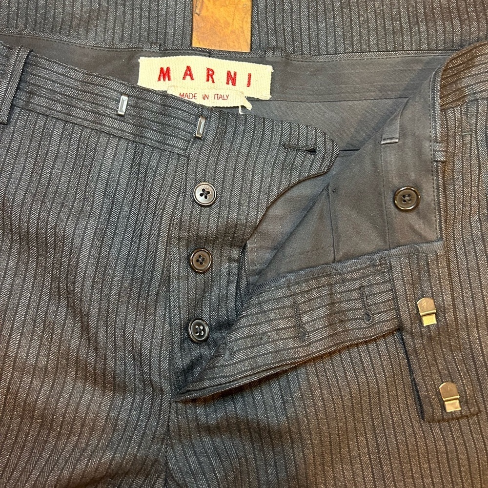 MARNI Wool Charcoal Pinstripe Trousers | Made in Italy | Size 48 (US 12) - Picture 5 of 9